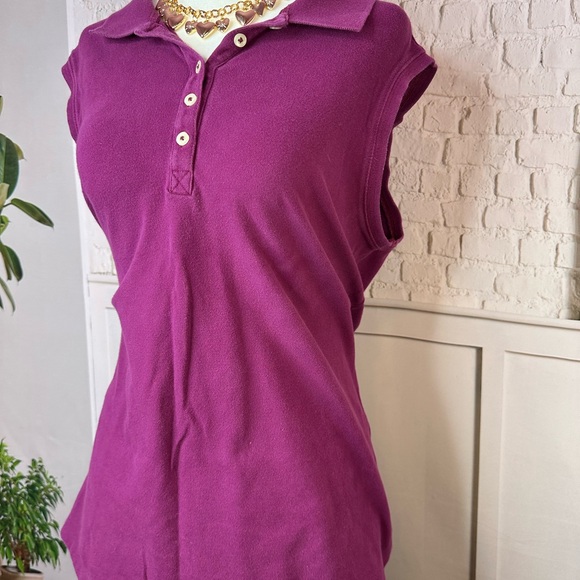 L.L. Bean Women's Purple polo tank top large - Picture 4 of 6